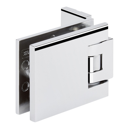 [3760.30.0RSQCV] 1 charnière simple Carréa réglable pour verre ép: 8 et 10mm platine de fixation à 3 trous - Chromé brillant