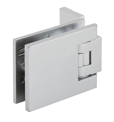 [3760.31.0RSQCV] 1 charnière simple Carréa réglable pour verre ép: 8 et 10mm platine de fixation à 3 trous - Chromé mat