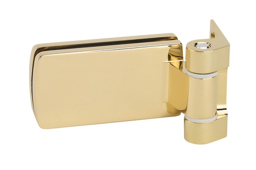 [4203.40.0] 1 paumelle +fiche multifeuillure Lagune pour verre ép:8/10mm entr'axe 55mm - Doré