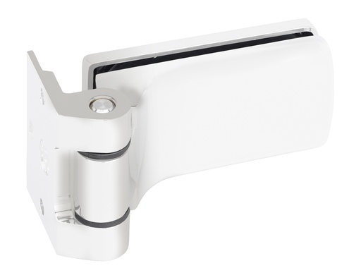 [4203.51.0] 1 paumelle +fiche multifeuillure Lagune pour verre ép:8/10mm entr'axe 55mm - Laqué blanc RAL 9010