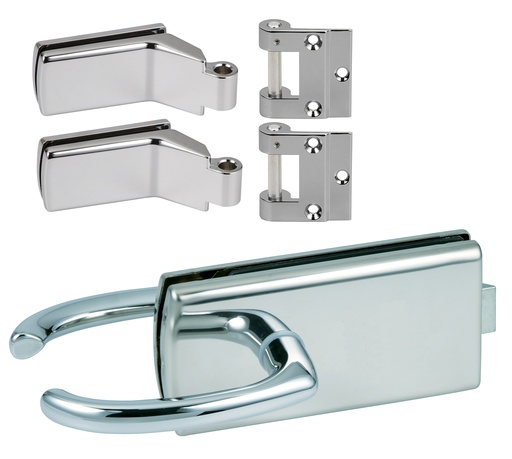 [4301.30.0K] 1 Kit Lagune une porte/une boîte  : 1 serrure 4301, 2 paumelles 4200 et 2 fiches 3206 - Chromé brillant