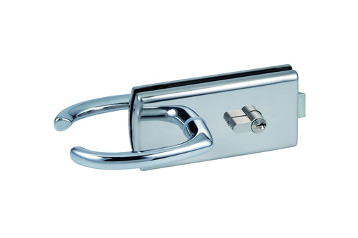 [4306.30.0] Serrure de milieu Lagune à barillet et béquilles, sans avancement de pêne - Chromé brillant