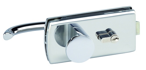 [4307.30.0] Serrure de milieu Lagune à barillet, béquille mobile int et bouton fixe ext - Chromé brillant