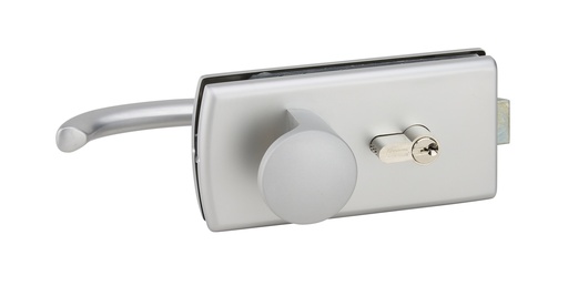 [4307.31.0] Serrure de milieu Lagune à barillet, béquille mobile int et bouton fixe ext - Chromé mat