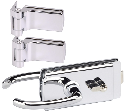 [4360.30.0K] 1 Kit Lagune une porte/une boîte  : 1 serrure 4360, 2 paumelles/fiches 4203 - Chromé brillant