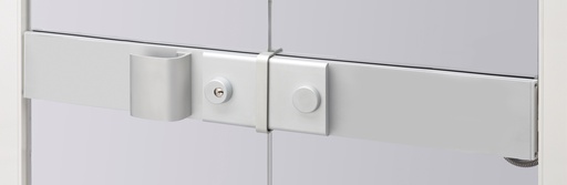 [9704.10.4] Bandeau électrique sans encoche 4 vantaux (service+semi-fixe+2 fixes) verre de 10mm - Alu anodisé argent satiné