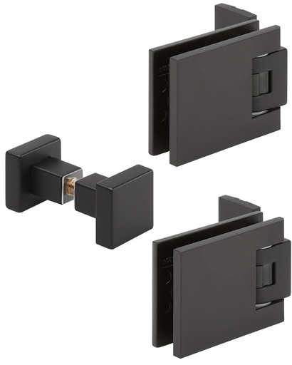 [K3760.74.0RSQCV] Kit 2 charnières simple Carréa réglage verre 8/10mm + bouton  - Laqué noir velours