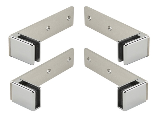[KITECRAN.30] Kit platines de fixation avec pinces pour écran de fenêtre - Chromé brillant