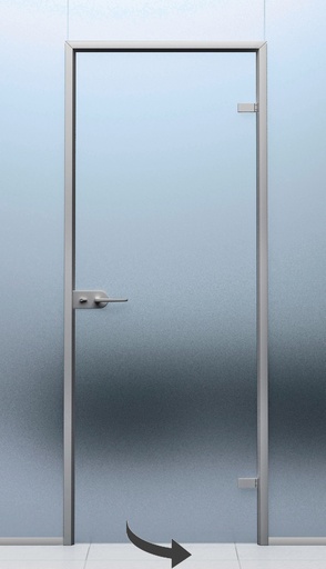 [PS01PMR/08R.12] Kit complet profil d'encadrement DoorFrame porte en verre de 895x2010mm avec serrure V525 et paumelles V504 - Alu anodisé argent brossé