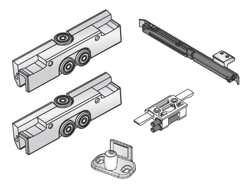 [SL81.99] 2 chariots+1 guide+1 butée et 1 autoclose et sans embout Slice - 