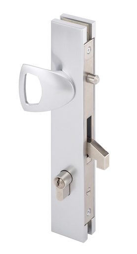 [SL93.31] Serrure verticale à crochet p/slice + poignée gâche - Chromé mat