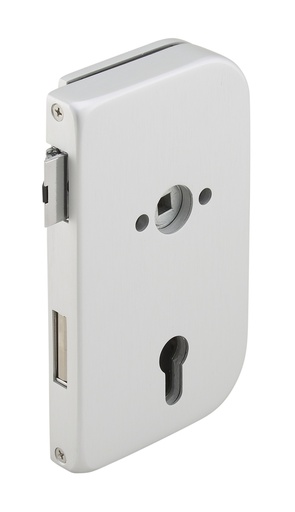 [V360.12] Serrure de milieu Vertis jour et nuit pour cylindre (V017) sans béquilles / DIN D - Alu anodisé argent brossé