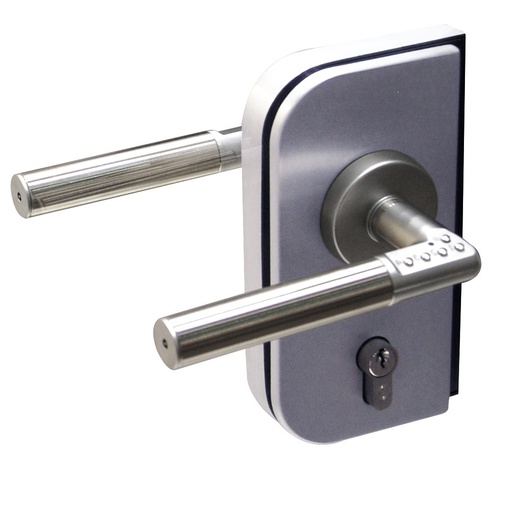 [V360CHL.12] Serrure pdt et 1/2 tour avec Code Handle droite ouverture int inox - Alu anodisé argent brossé
