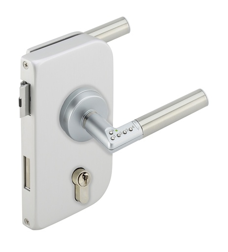 [V360CHR.12] Serrure pdt et 1/2 tour avec Code Handle droite ouverture ext inox - Alu anodisé argent brossé