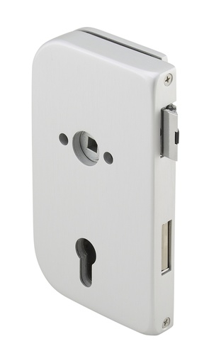 [V370.12] Serrure de milieu Vertis jour et nuit pour cylindre (V017) sans béquilles / DIN G - Alu anodisé argent brossé