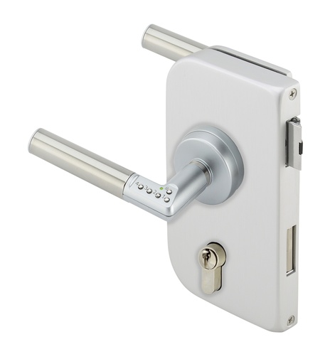 [V370CHL.12] Serrure pdt et 1/2 tour avec Code Handle gauche ouverture ext alu argent - Alu anodisé argent brossé