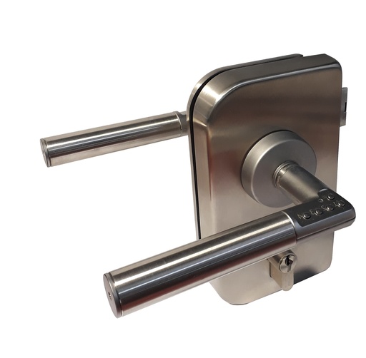 [V370CHL.15] Serrure pdt et 1/2 tour avec Code Handle gauche ouverture ext alu argent - Inox brossé