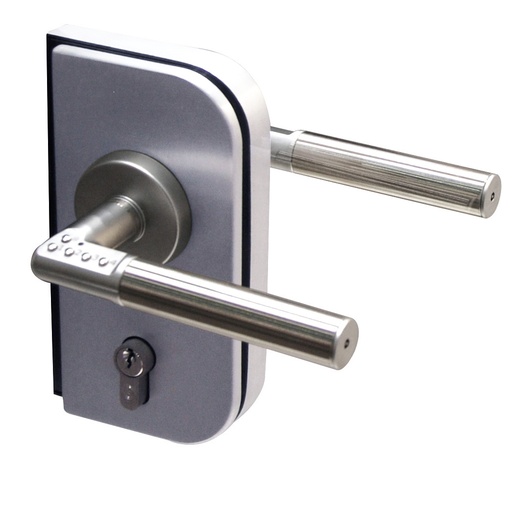 [V370CHR.12] Serrure pdt et 1/2 tour avec Code Handle gauche ouverture int alu argent - Alu anodisé argent brossé