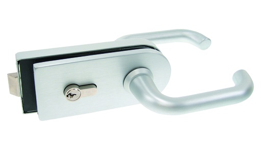 [V525.12] Serrure de milieu Lumira et bequilles - Alu anodisé argent brossé