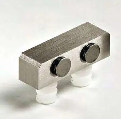 [CAL27/9] Aimant bois/verre double à collage UV, B39 H11.5 L11.5   Inox (CNC)