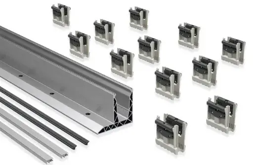 Kit DEFENDER 810DK montage sur dalle avec pied latéral, pour verres 16.7/21.5, B132 H120 L1000