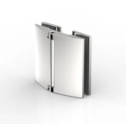 [8102ZNPVD22] PENTURE DE PORTE,VERRE-VERRE 180° M. FER   INOX BROSSÉ