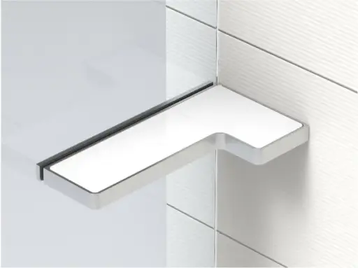 [8209ZNPVD42] TABLETTE DE DOUCHE 300X156MM   MÉTAL GRAPHITE BROSSÉ