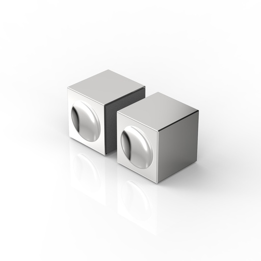 [8378ZN5] BOUTON CARRÉ DOUBLE ,     CHROME BRILLANT 