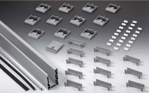 Kit DEFENDER 88MS montage sur dalle, pour verres 16.7/21.5, B72 H120 L1000 (non réglable)  