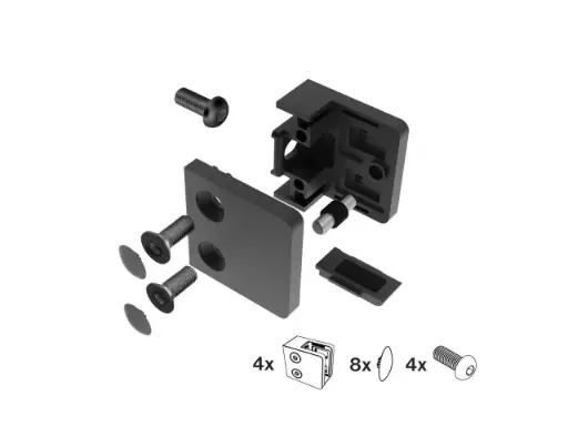 [A-PVD/230P-000-set4] Pince à verre 6/8/10mm fixation sur plat- PVD NOIR (lot de 4)